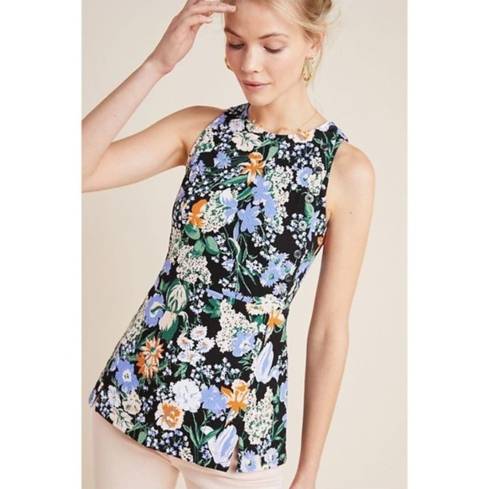 Anthropologie Floral Maeve Brenner Peplum Top S